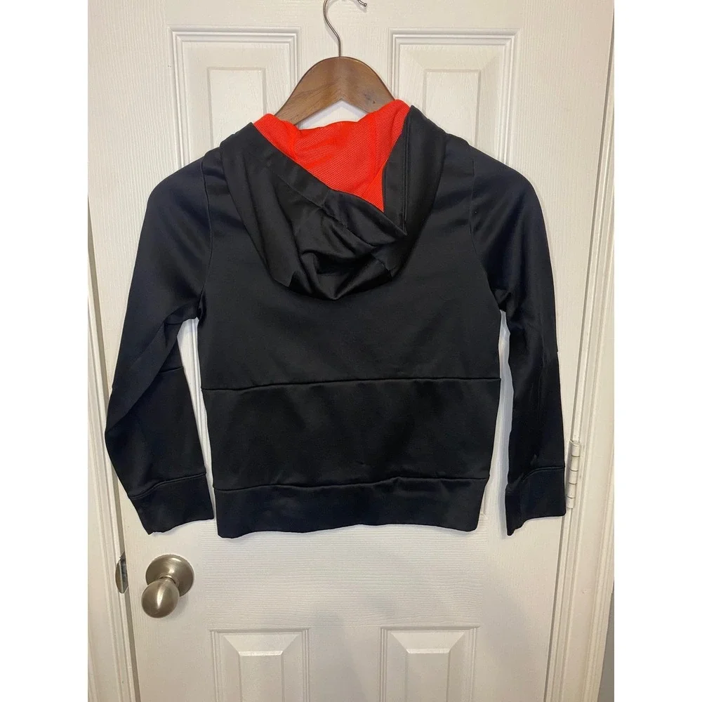 Kids Nike Dri Fit Jacket Boys Small Black Orange Full‎ Zip Hoodie